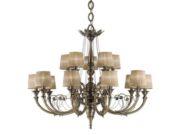 GINEVRA 859/10+5 - Antique bronze chandelier with shades by Possoni Illuminazione - view 2